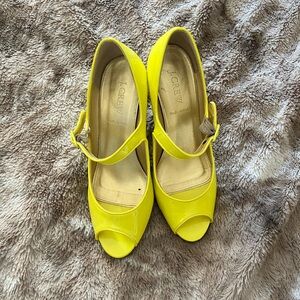 J.Crew Yellow Heals. Size 7. Made in Italy.